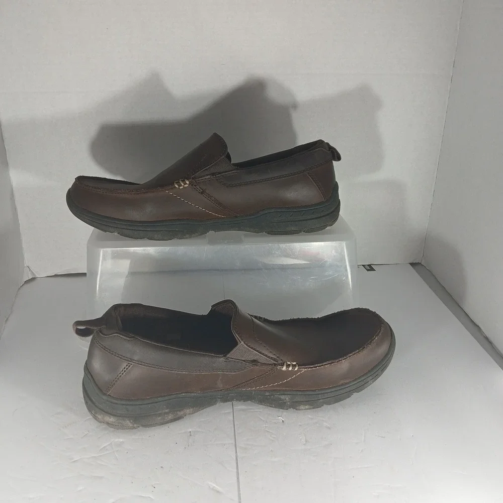 Skechers Relaxed Fit Loafers 9 Dark Brown Leather Air-Cooled Memory‎ Foam 56298